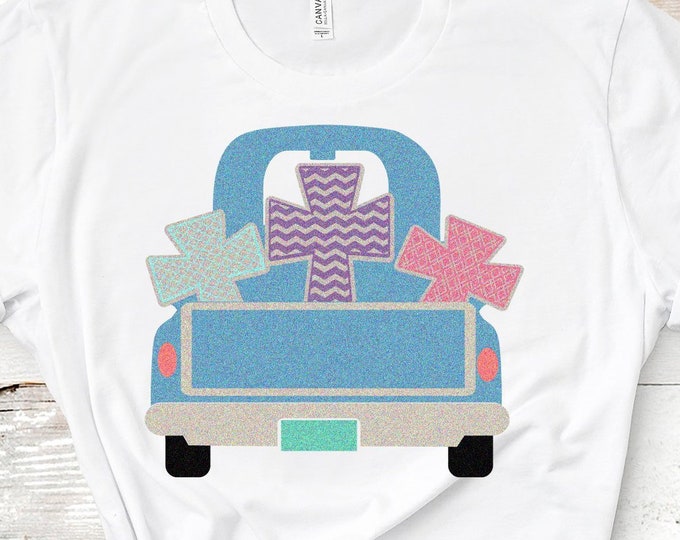 Easter Svg, Christian Cross Vintage Truck SVG EPS Png DXF, Monogram Frame Cricut, Silhouette Studio, Digital Cut Files Instant download