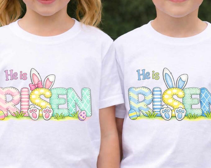 He is risen Png, Easter Jesus Christian Sublimation Design, Faux Embroidered Retro shirt bundle