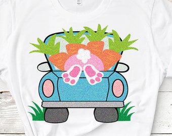 Easter Bunny Truck SVG, Eggs and Carrots (Digital Download)