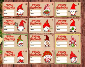 Gnome Christmas Gift Tag SVG Bundle (Digital Download)