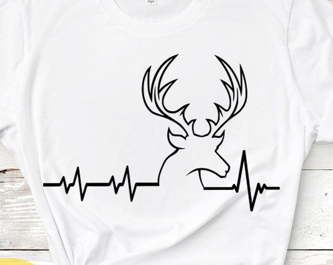 Hunter svg, Deer SVG Cutting File, Hunting Svg Heartbeat Shirt design Buck Svg, Png, Eps,Dxf Files, Vector Art, Cricut Silhouette  Cut Files