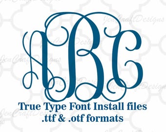 Classic Locking Monogram Font in True Type format .TTF & .OTF Installable Font for Cricut, Design Space, Microsoft Word and more