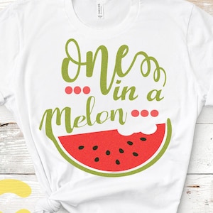Watermelon svg Summertime Svg One in a Melon SVG, Summer Svg, Cute Kids Cut, sublimation SVG, Dxf, Eps, Png Clipart Art shirt design