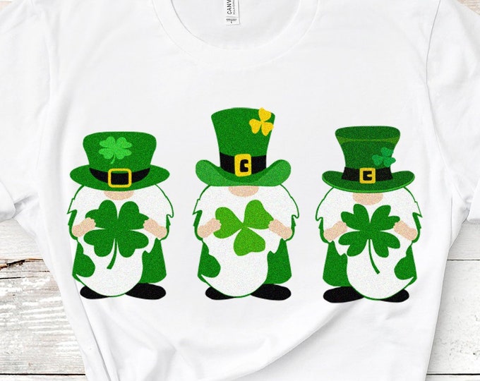 St Patrick's day svg, Three Gnomes Holding Clover svg, Tomte, Nisse St Pattys day svg, Saint Paddys shirt design, Irish svg, eps dxf clipart
