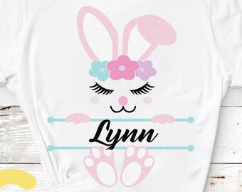 Bunny Face Monogram SVG, Easter Clipart Cut Files