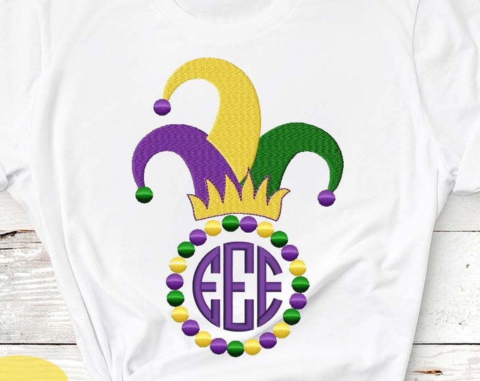 Mardi Gras Jester Hat Embroidery Design #3 PES Mardi Gras Hat Instant Download digital file in EXP, HUS, Jef, Pes, Vip and Xxx