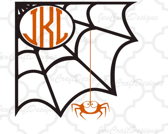 Spider Web Monogram Frame, Halloween Monogram Frame, Fall Designs, SVG eps dxf png Files, Cricut Design Space, Silhouette, Digital Cut Files