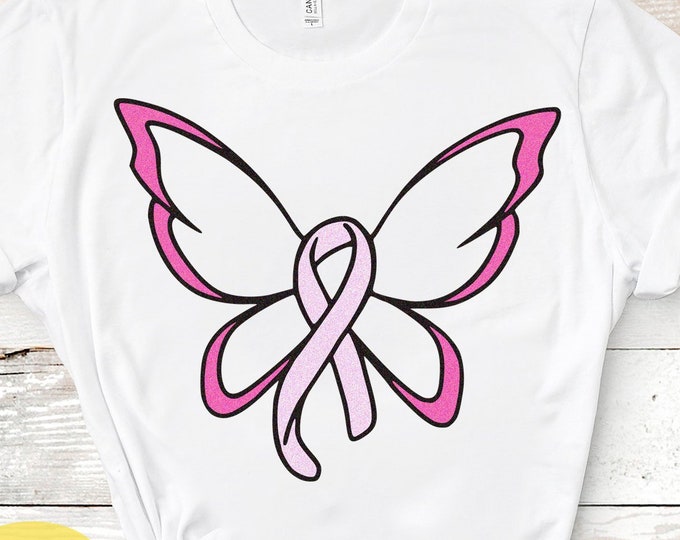 Cancer Ribbon svg Butterfly SVG  Breast Cancer Awareness Cut File Pink Ribbon Survivor Fighter SVG,  dxf, png, eps Cricut Silhouette Digital