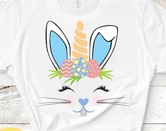 Easter Svg, Bunny Unicorn Svg, Bunnycorn Svg, Cute Bunny Face svg, Rabbit ears, Unicorn svg, Eps, DXF, PNG, Cricut, Silhouette