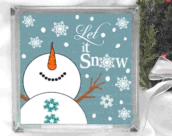 Snowman svg, Let it Snow square sign SVG Winter Snowman design looking up, silhouette cut fles, cricut Svg, Eps Dxf Png laser Clipart