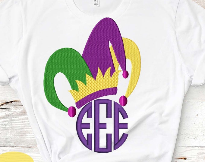 Mardi gras Pes, Jester Hat Embroidery Design PES Mardi Gras Hat Instant Download digital file in EXP, HUS, Jef, Pes, Vip and Xxx