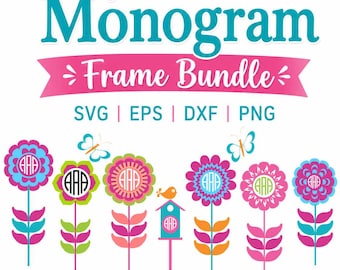 Flower Monogram Frame SVG Bundle: Spring & Summer Designs (Digital Download)