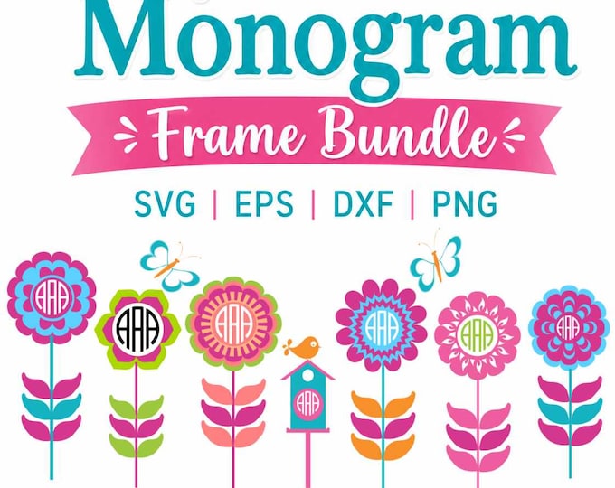 Flower Monogram Frame SVG Bundle: Spring & Summer Designs (Digital Download)