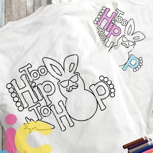 Digi Stamp Easter svg, Demasiado moderno para saltar Para colorear svg, niños Pascua svg archivo cortado Conejito de Pascua svg Nuevo bebé, bunny hop svg conejo svg eps dxf png