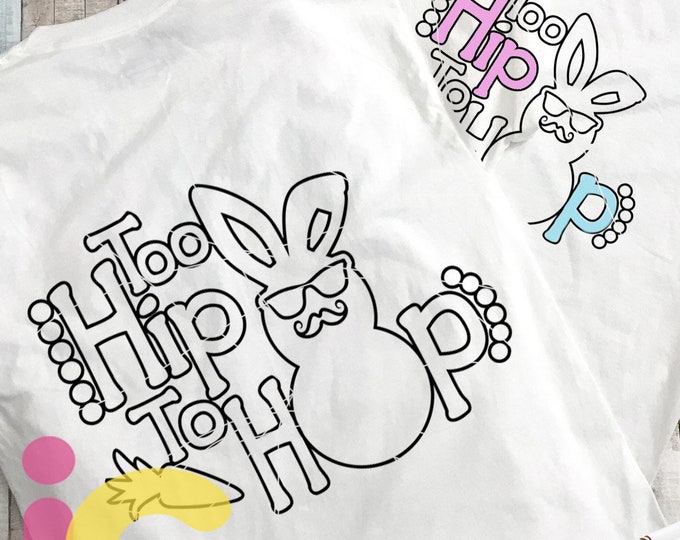 Digi Stamp Easter svg, Too hip to hop Coloring svg, boys Easter svg cut file Easter bunny svg New baby, bunny hop svg rabbit svg eps dxf png