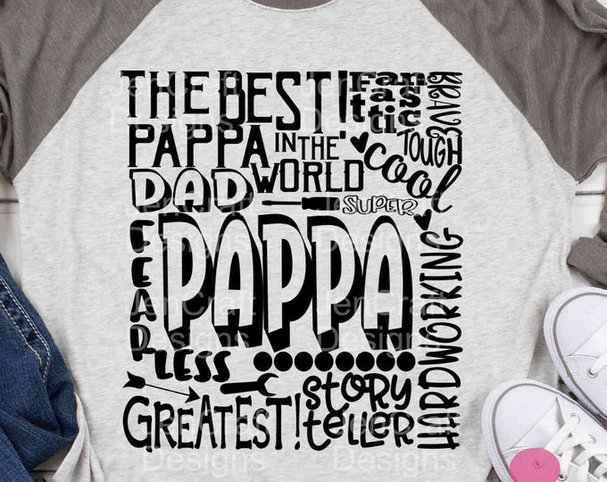 Pappa SVG, Dad Grandfather SVG, typography word art, Grandpa Super Paw Greatest Man Sublimation - Cut File Shirt Design SVG, Eps, Dxf, Png