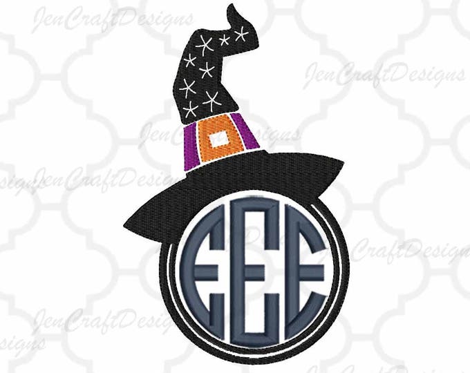 Witch Hat #2 Embroidery Monogram Frame Halloween, Fall Instant Download digital file in EXP, HUS, Jef, Pes, Vip and Xxx