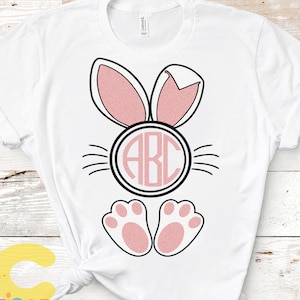 Ostern Svg, Hase Ohren Füße Monogramm Rahmen Svg, Ohr Ostern Shirt Design, Geburtstag Kind SVG Bunny Ohr Vektor, Cricut, Silhouette, geschnitten Datei