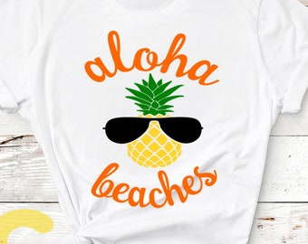 Aloha Beaches Pineapple SVG: Hawaiian Summer Design (Cut File)