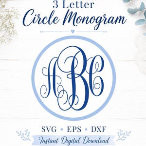Curly Monogram Font: Round SVG, DXF, EPS (Digital Download)