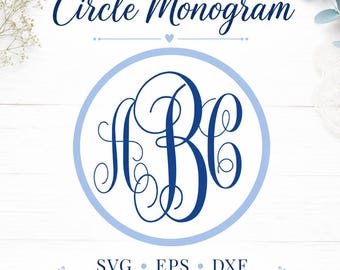 Curly Monogram Font: Round SVG, DXF, EPS (Digital Download)