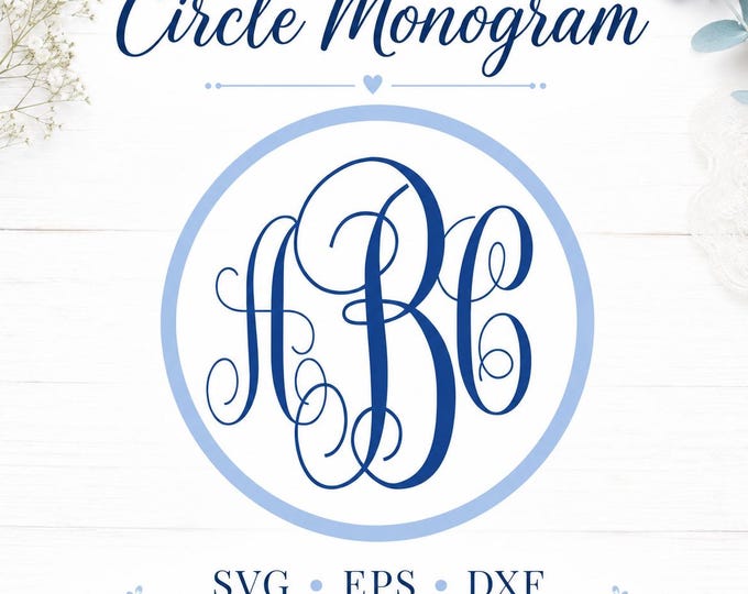 Curly Monogram Font: Round SVG, DXF, EPS (Digital Download)