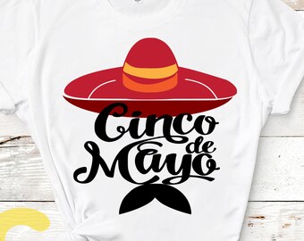 Cinco de Mayo Svg Sombrero Svg Sombrero with Mustache Svg Mexican Hat Mexico Svg Eps Dxf Png Fiesta Svg For Cricut Silhouette Shirt design