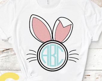 Easter Bunny Ears SVG | Easter Monogram Frame | Cricut cut file | Easter Shirt Design | Digital SVG PNG | Instant Download