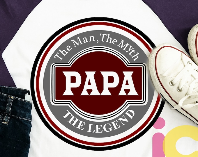 Papa Svg, The Man The Myth The Legend Fathers Day SVG, Father, Daddy SVG, DXF, Eps  Cricut Files, Silhouette Studio, Digital Cut Files