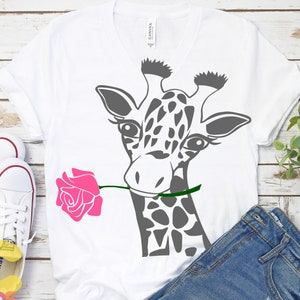 Giraffe Svg, Giraffe Face rose Flower Fun Giraffe Svg Safari Kids Giraffe Shirt Desgin Cute Fun Svg, Eps, Dxf, Png Circut Silhouette Digital