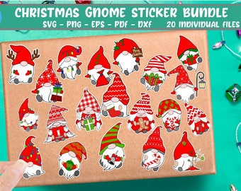 Christmas Gnomes svg Stickers svg Gnome stickers bundle svg Digital cut file Dxf Eps Png Pdf Cut and print files for Circut Silhouette Sub