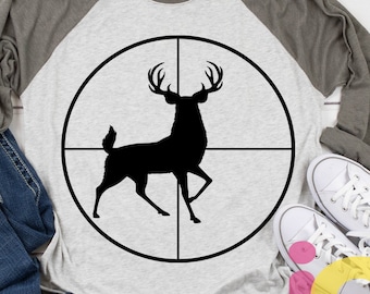 Deer SVG, Buck in Gun sights, Crosshair Cutting File, Fathers Day Dad Hunting Svg, PNG, EPS, Dxf, Cricut, Silhouette, Digital Sublimation