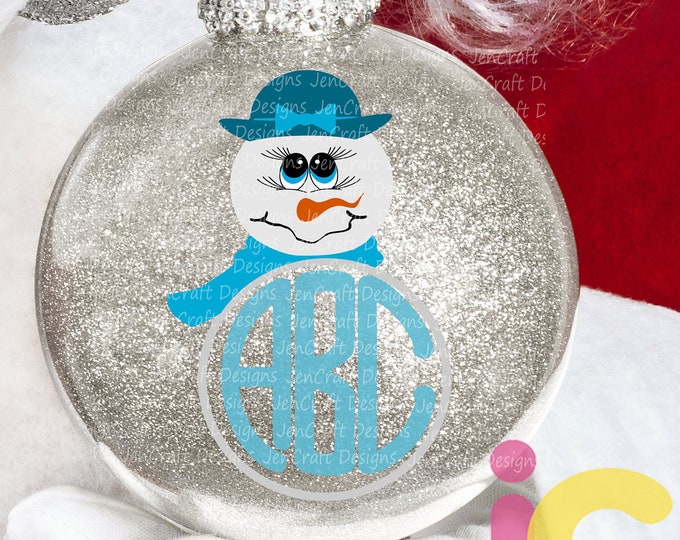 Snowman Monogram svg Popular Girl Snowman face Svg, Christmas SVG Snow Man Digital cut file Dxf Eps Png Instant Download