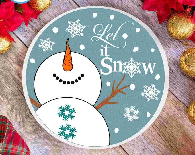 Snowman svg, Let it Snow round sign SVG Winter Snowman design looking up, silhouette cut fles, cricut Svg, Eps Dxf Png laser Clipart
