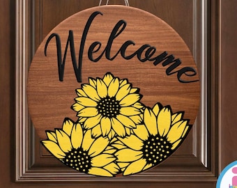 Sunflower Welcome Sign SVG: Laser Cut File (Digital Download)