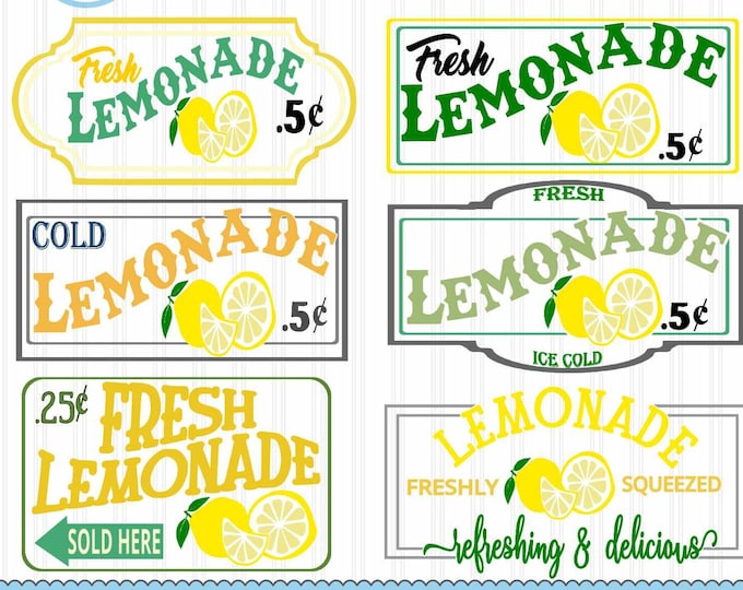Lemon Svg, Lemonade SVG, Fresh lemonade stand printable sign art bundle Cut file Sublimation Summer svg Cricut Silhouette SVG Eps Dxf Png