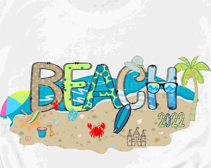 Beach 2022 png sublimation Doodle designs printable clip art Summer clipart Digital Download PNG Sublimation, Beach Ocean print inkjet