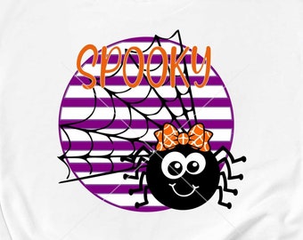 Spooky Spider Halloween Png Girl sublimation designs Trick or Treat Shirt PNG, Tshirt Design, Halloween Design Print File 300 dpi 12" high