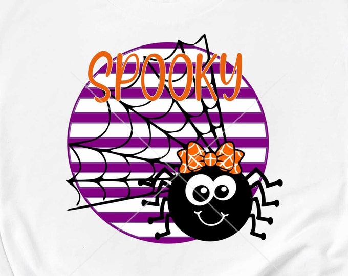 Spooky Spider Halloween Png Girl sublimation designs Trick or Treat Shirt PNG, Tshirt Design, Halloween Design Print File 300 dpi 12" high