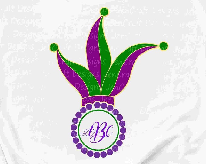 Mardi Gras Svg Jester's Hat svg Monogram Frame Jester Crown New Orleans Svg Design Frame Monogram SVG EPS Png DXF, Cricut Silhouette