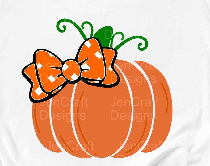 Pumpkin With Bow svg, Thanksgiving Halloween Fall svg baby, girl Design kids saying svg, eps, dxf, png cut file circut silhouette Sublimate