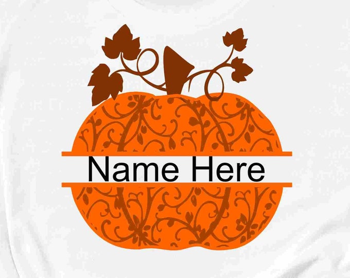 Floral Pumpkin svg split monogram SVG, Fall Thanksgiving frame svg, Zentangle flowers Thanksgiving cut file Eps, DXF, EPS, Sublimation png