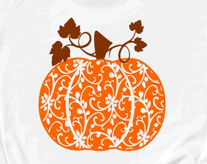 Floral Pumpkin svg flowers on pumpkin SVG Fall Thanksgiving frame svg Zentangle flowers cut file Eps, DXF, EPS, Sublimation png