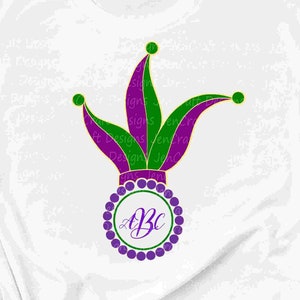 Mardi Gras Svg Jester&#39;s Hat svg Monogram Frame Jester Crown New Orleans Svg Design Frame Monogram SVG EPS Png DXF, Cricut Silhouette