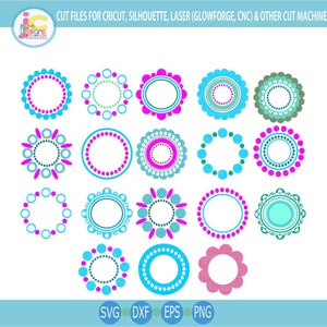 Circle frames svg,  Scalloped Monogram frame svg, inital frames, Round Frame, Dotted Frame,SVG, Eps, Dxf, Png cricut, Silhouette