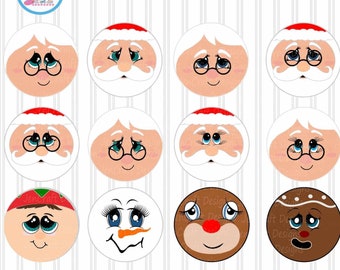 Round christmas sign Santa Claus Mrs Claus faces Cute face Ornament Wreath design svg eps dxf png cut files cricut silhouette sublimation