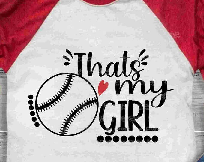That's My Girl Biggest Fan svg, Baseball SVG, Daughter Mom Dad Biggest Fan, Softball Fan shirt design, Baseball cut file, Sublimation