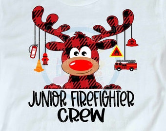 Plaid Moose Fireman SVG: Christmas Reindeer Clipart (Cut File)