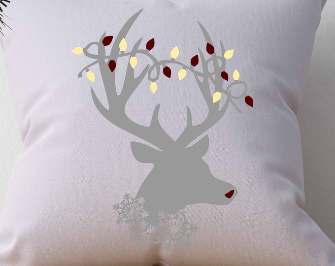 Christmas svg Reindeer SVG, Antlers Lights Snowflake Holidays, Merry SVG Eps DXF Png Silhouette Cricut, Clip Art graphics Vinyl