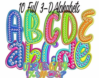 3d Infladed Neon Marquee Alphabet PNG Bundle, Colorful Bright doodle letters and Numbers alphapack for Sublimation printing digital download